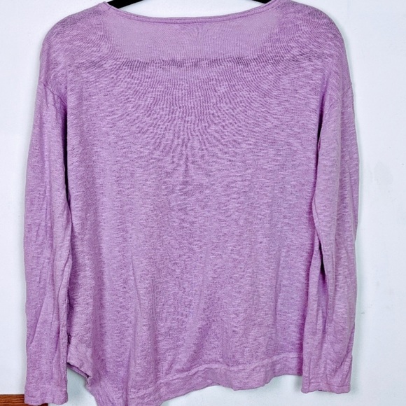J. Jill Tops Pure Jill Linen Asymmetrical Hem Top Color Purple Size: MP - Picture 2 of 8